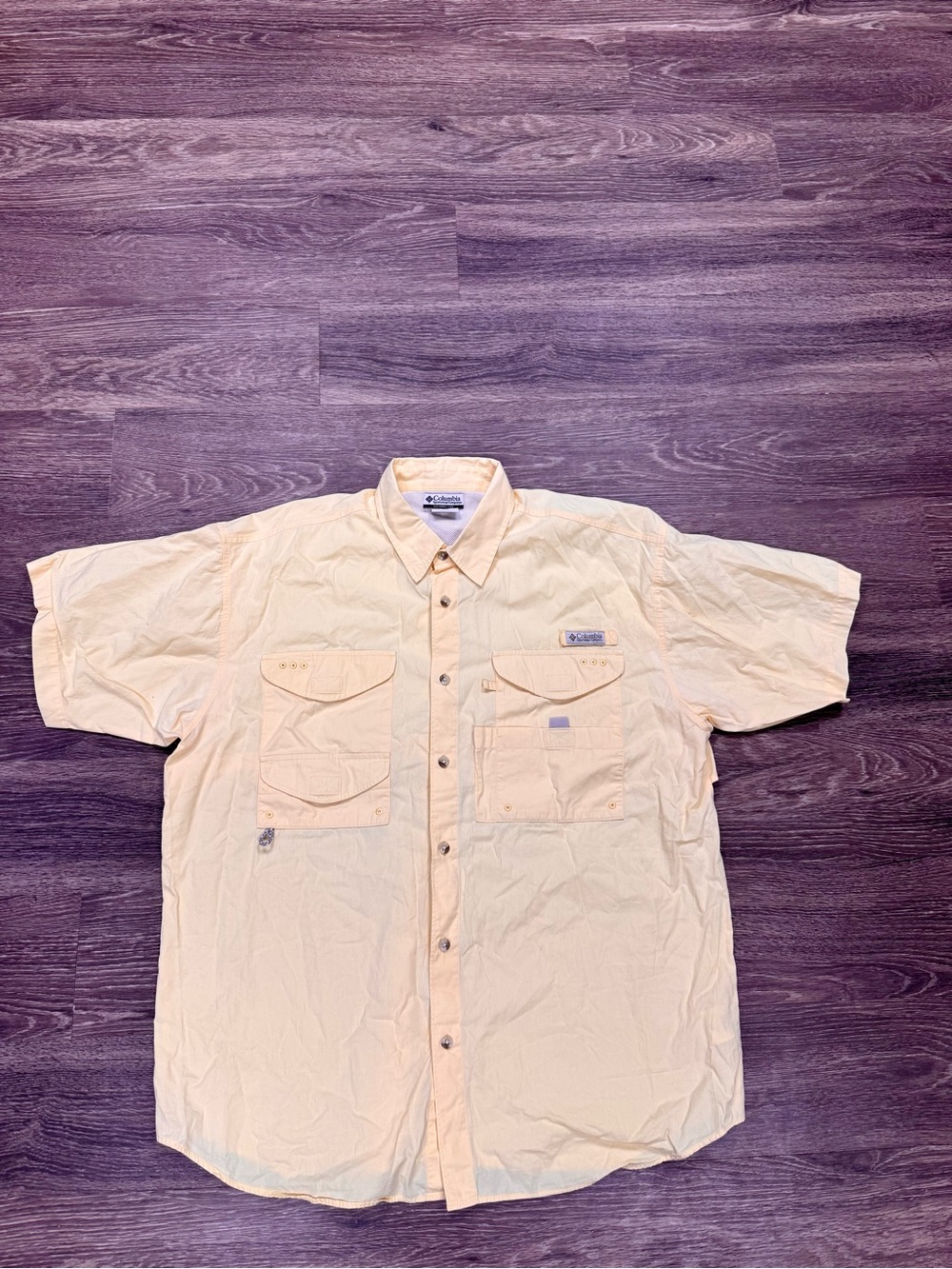 Columbia PFG Bonehead Fishing Shirt Men’s L Yellow Vented FM7130